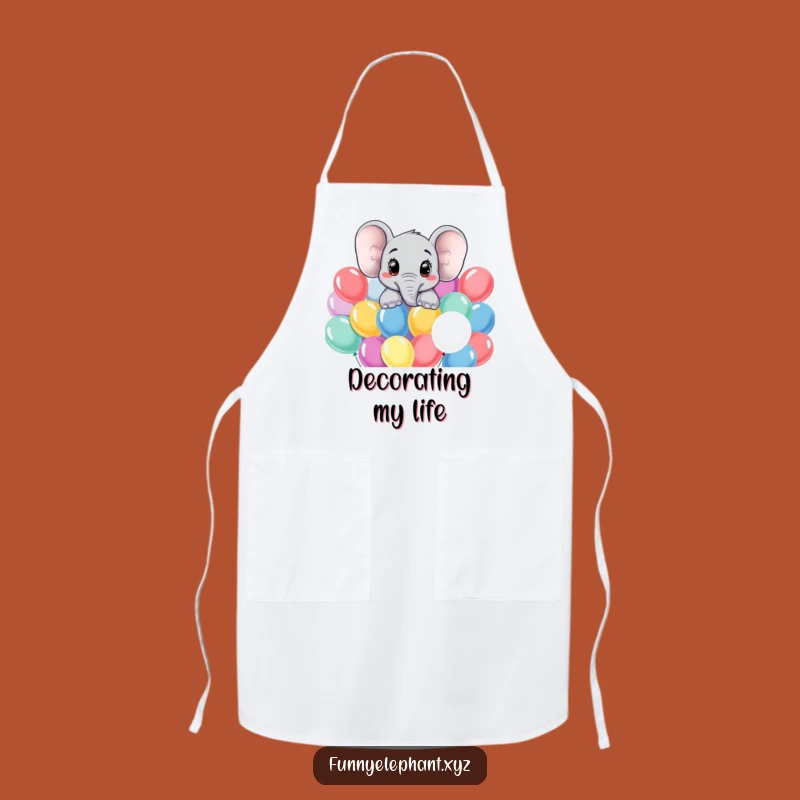 Funny Curious Elephant Kitchen Apron - Whimsical Balloon Cooking Gift