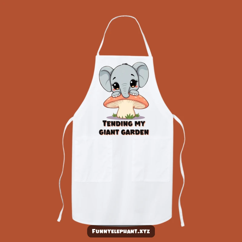 Funny Elephant Mushroom Apron: Curious Chef Peeking, Hilarious Kitchen Fun