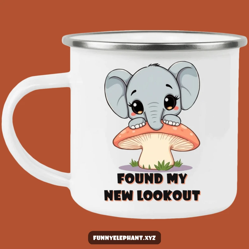 Funny Elephant Mushroom Camping Mug: Curious Peek, Outdoor Adventure Ready