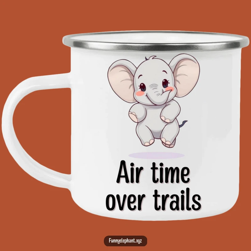 Funny Elephant Jump Camping Mug: Ears Like Wings, Adventure Ready
