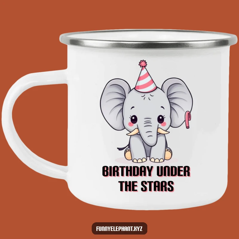 Funny Party Elephant Camping Mug: Birthday Cheer, Festive Outdoors