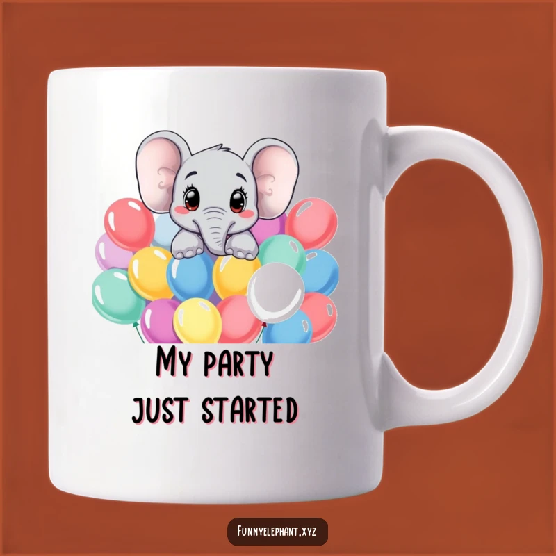 Funny Curious Elephant Balloon Mug - Adorable Animal Art Gift