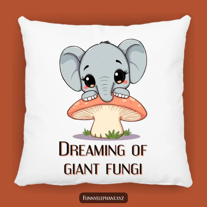 Funny Elephant Mushroom Pillow: Cozy Curious Peek, Whimsical Accent Decor
