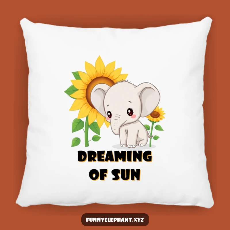 Funny Elephant Sunflower Pillow: Cozy & Curious Comfort