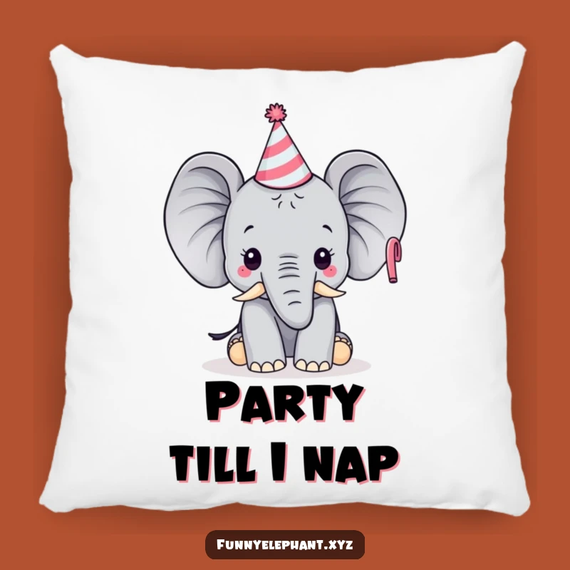 Funny Party Elephant Pillow: Birthday Cheer, Cozy Celebration Accent