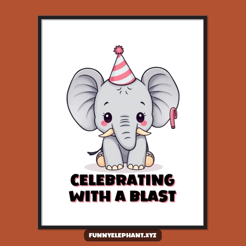 Funny Party Elephant Digital Art: Birthday Joy, Instant Festive Decor