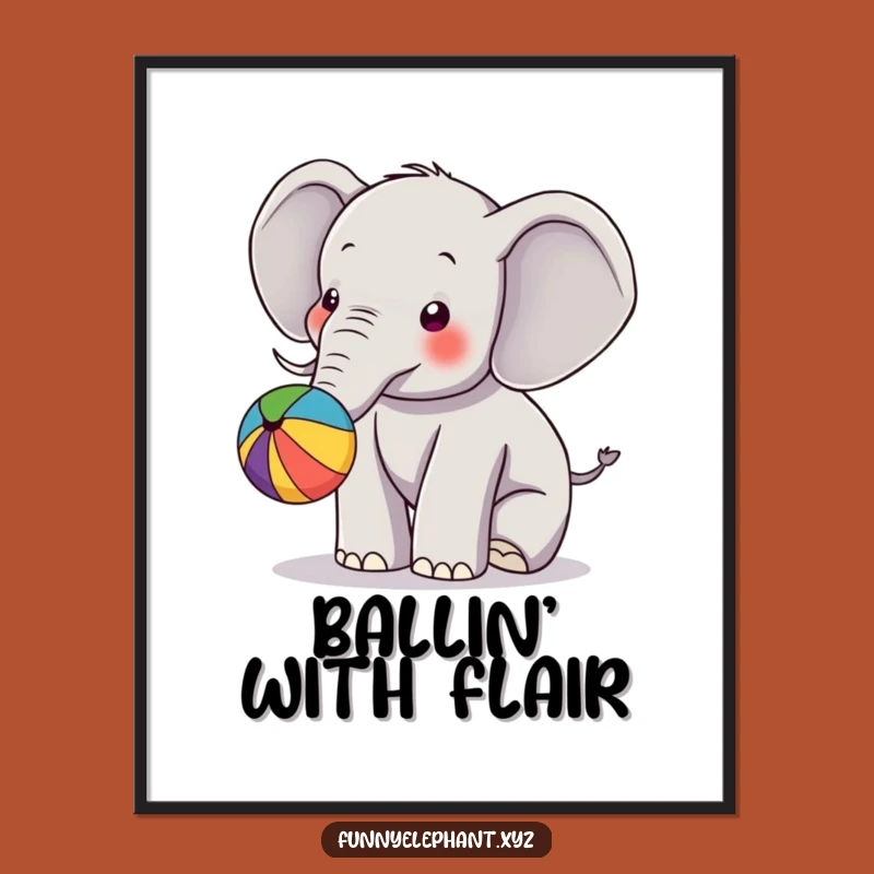 Funny Elephant Ball Play Digital Art - Instant Playful Decor