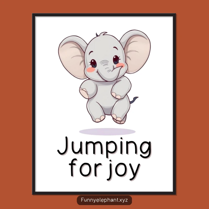 Funny Elephant Jump Digital Art: Ears Like Wings, Instant Uplifting Decor