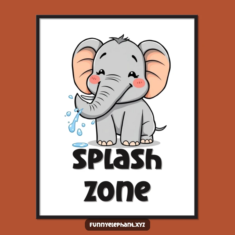 Funny Elephant Water Spray Digital Art: Playful Wall Decor