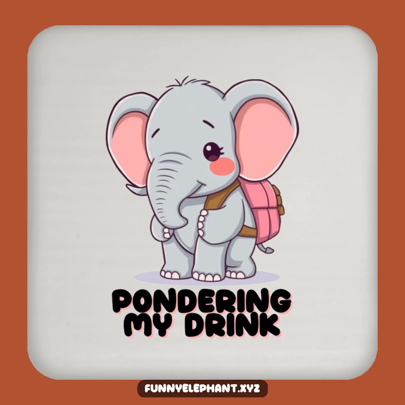 Funny Confused Elephant Backpack Coasters - Protect Surfaces with Humor