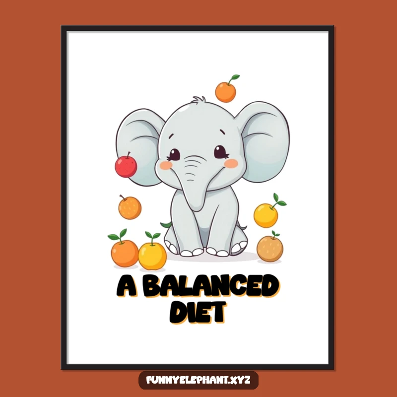 Funny Juggling Elephant Poster - Hilarious Wall Art for Kitchens