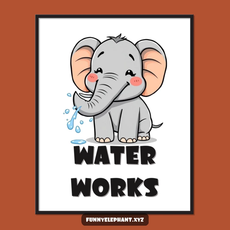 Funny Elephant Water Spray Poster: Hilarious Animal Art