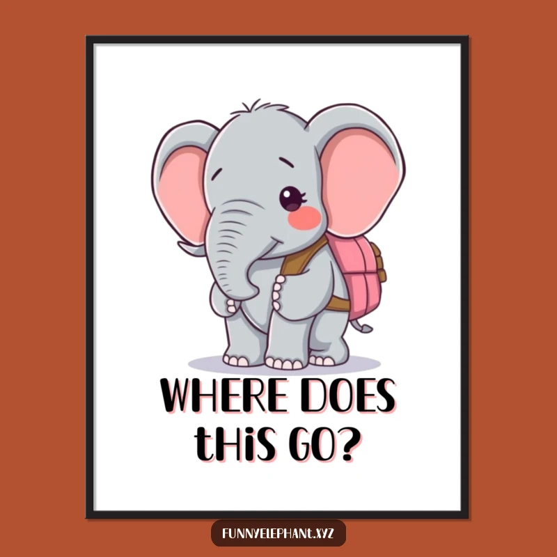 Funny Confused Elephant Backpack Poster - Hilarious Wall Art