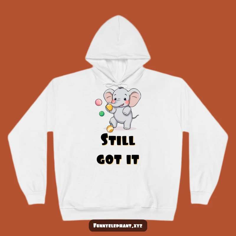 Cozy Funny Clumsy Elephant Hoodie - Warm Juggling Tripping Animal Wear