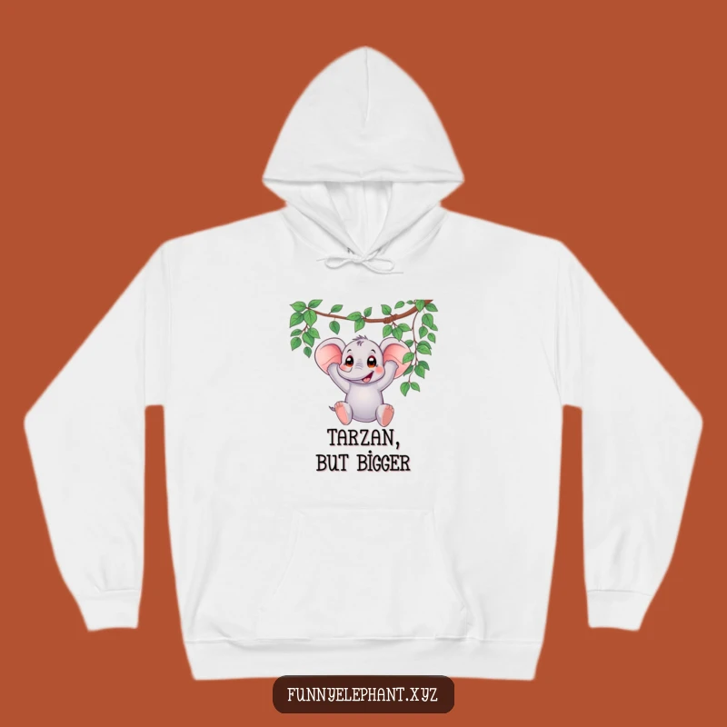 Cozy Funny Elephant Vine Swing Hoodie - Warm Hug of Hilarious Joy