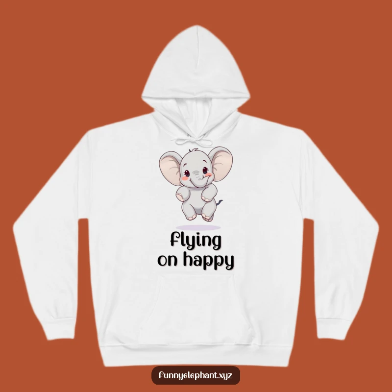 Funny Elephant Jump Hoodie: Ears Flapping Wings, Cozy & Uplifting