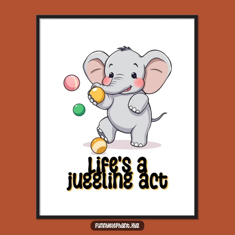 Clumsy Elephant Free Printable Wall Art: Funny Downloadable Decor, Whimsical Art