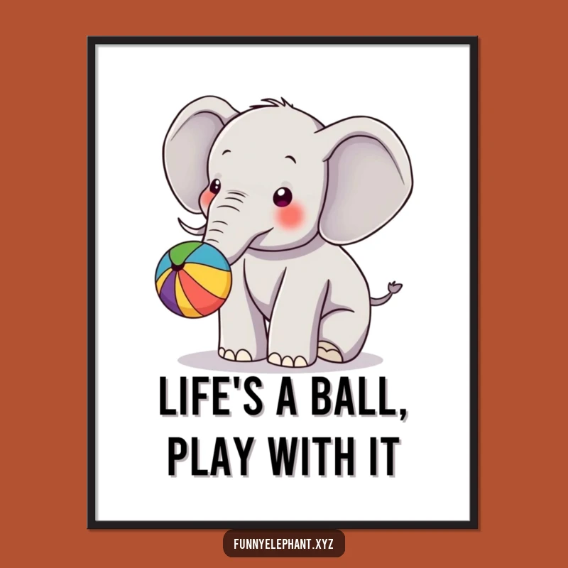 Free Printable Wall Art: Elephant Ball Play, Fun Downloadable Decor