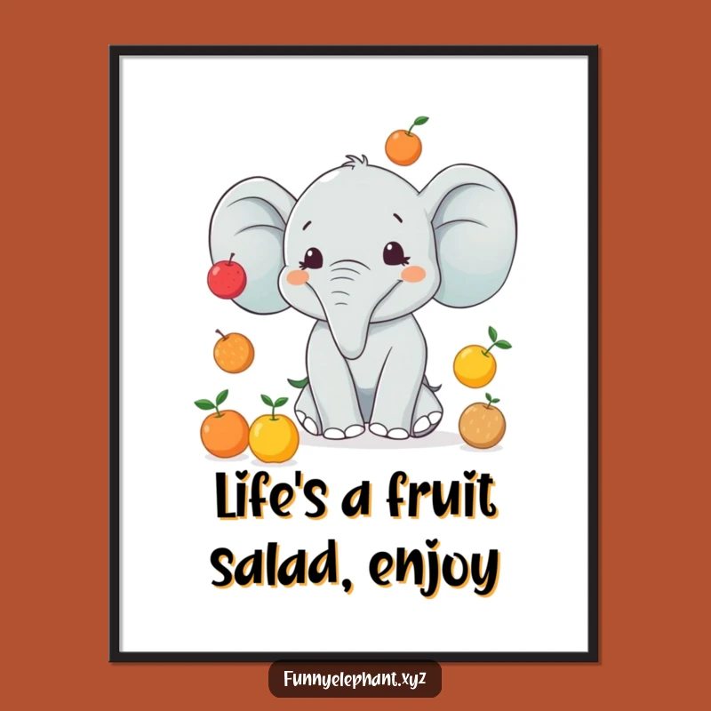 Free Printable Wall Art: Juggling Elephant Fruits, Fun Downloadable Decor