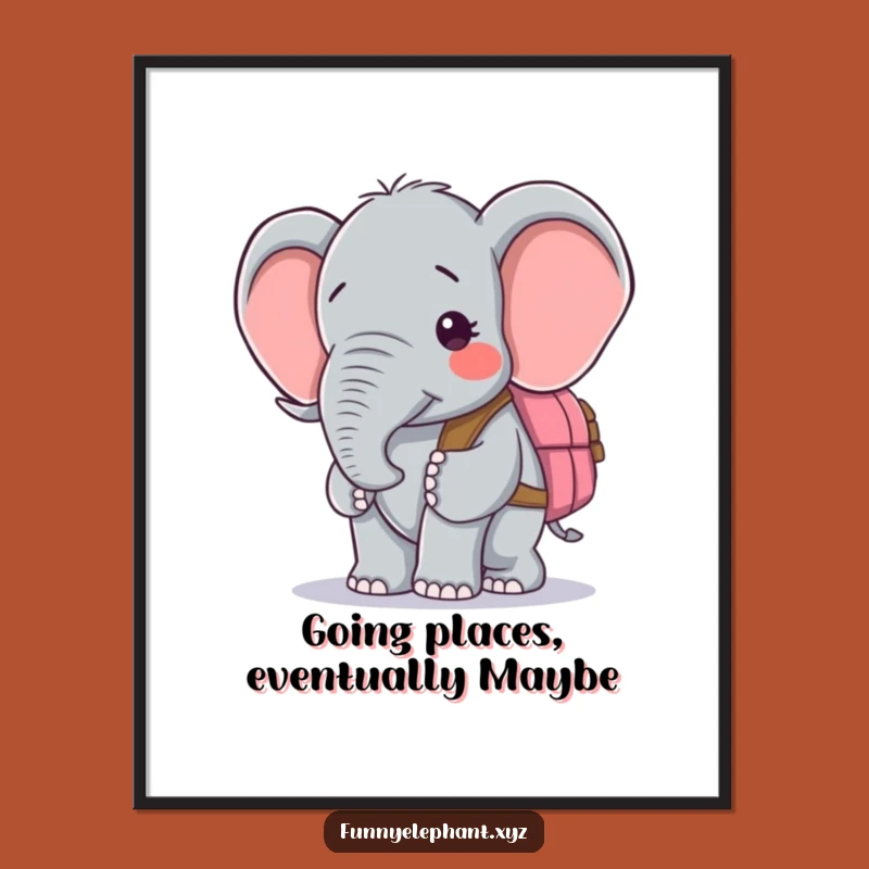 Free Printable Wall Art: Confused Elephant Backpack, Fun Downloadable Decor