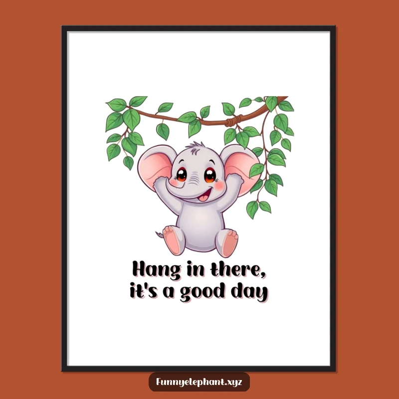 Free Printable Wall Art: Elephant Vine Swing, Fun Downloadable Decor