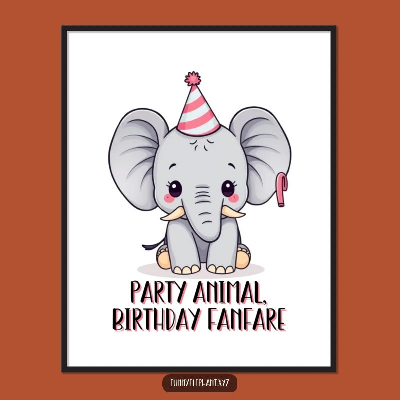 Free Printable Wall Art: Party Elephant Horn - Funny Downloadable Decor