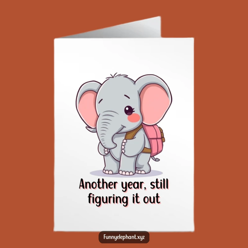 Free Printable Birthday Card: Confused Elephant Backpack, Funny Gift!