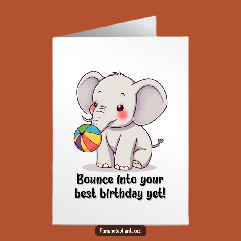 Free Printable Birthday Card: Elephant Ball Play, Fun Downloadable Gift