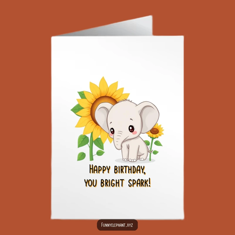 Free Printable Birthday Card: Curious Elephant Sunflower, Hilarious Downloadable Gift