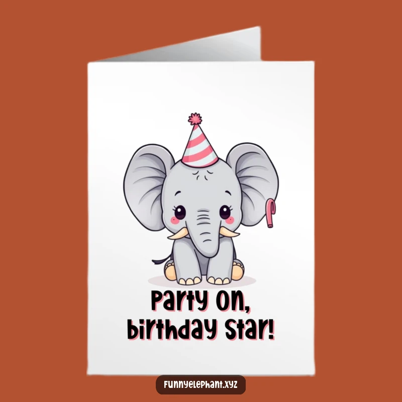 Free Printable Birthday Card: Party Elephant Horn - Funny Downloadable Gift