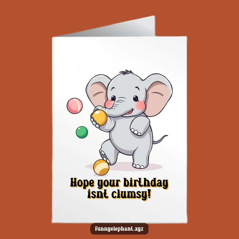 Clumsy Elephant Free Printable Birthday Card: Hilarious Mishap, Perfect Downloadable Gift
