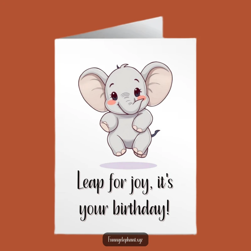 Free Printable Birthday Card: Jumping Elephant - Funny Downloadable Joyful Gift