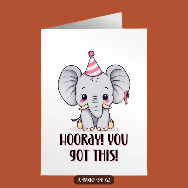 Free Printable Congrats Card: Party Elephant Horn - Funny Downloadable Cheers