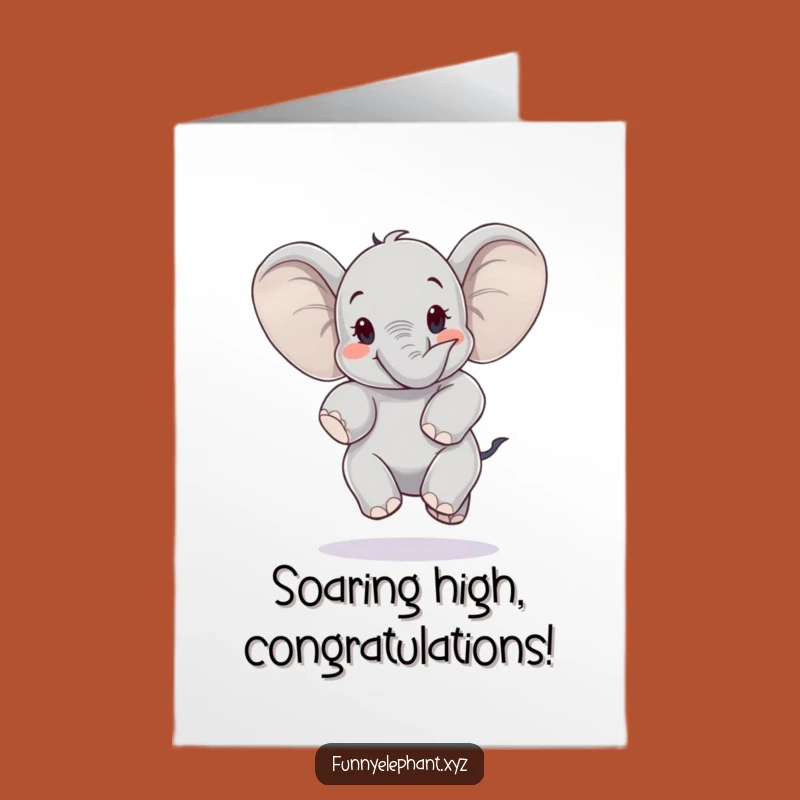 Free Printable Congrats Card: Jumping Elephant - Funny Downloadable Achievement
