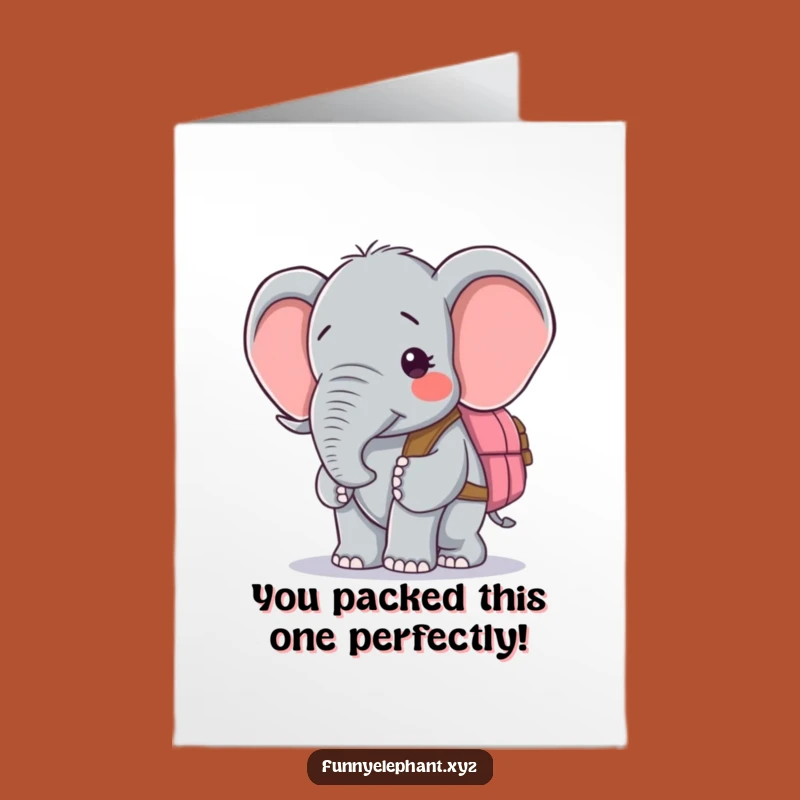 Free Printable Congrats Card: Confused Elephant Backpack, Downloadable Gift