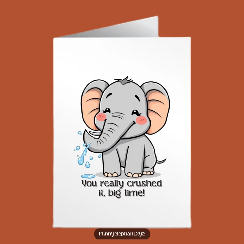 Free Printable Congrats Card: Silly Elephant Water Fun, Joyful Downloadable Art