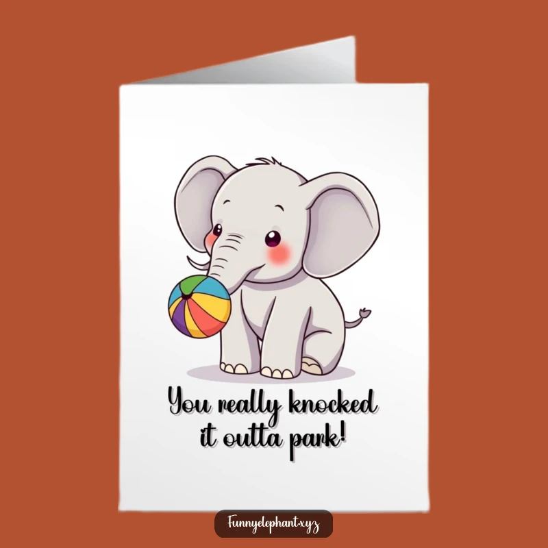 Free Printable Congrats Card: Elephant Ball Play, Cheerful Downloadable Gift