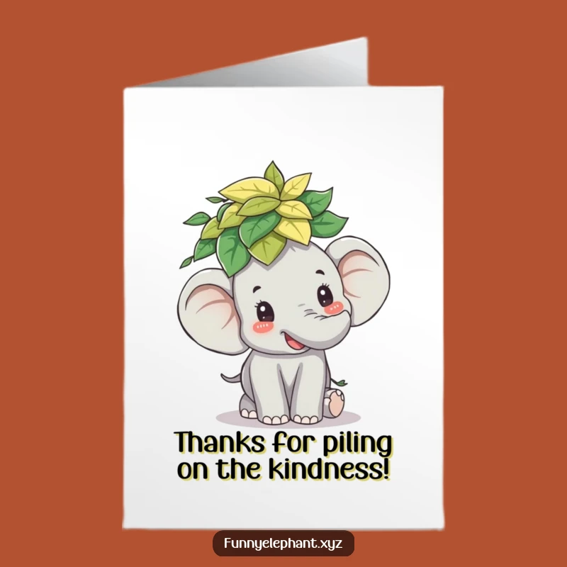 Free Printable Thank You Card: Adorable Elephant Leaves, Heartfelt Downloadable Gift
