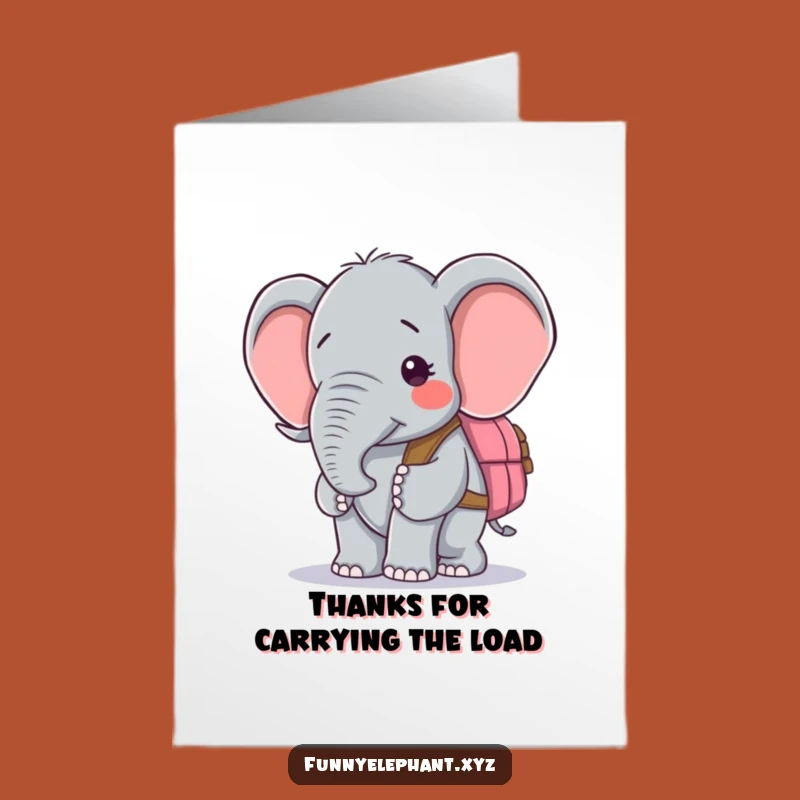 Free Printable Thank You Card: Confused Elephant Backpack, Funny Gift