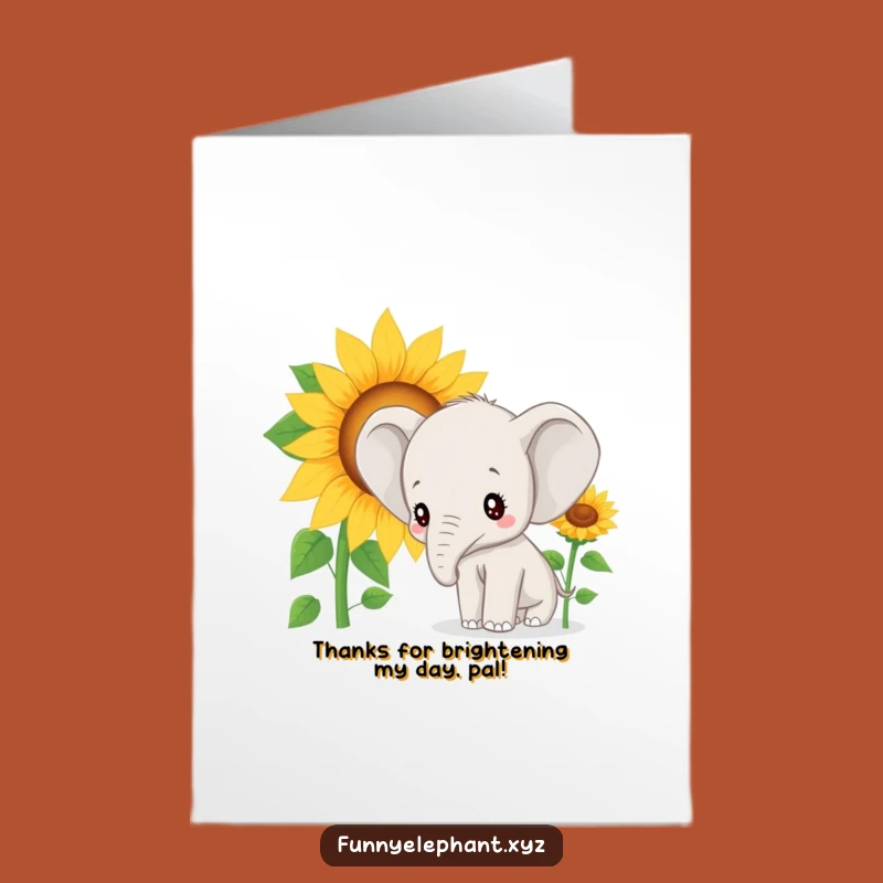 Free Printable Thank You Card: Curious Elephant Sunflower, Heartfelt Downloadable Gift