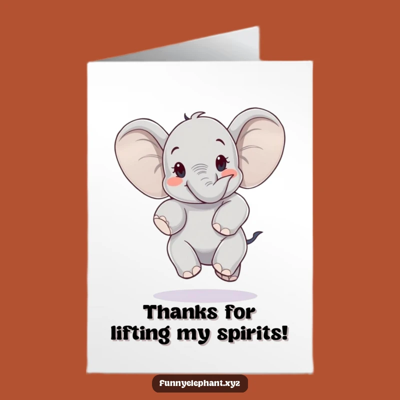 Free Printable Thank You Card: Jumping Elephant - Funny Downloadable Gratitude
