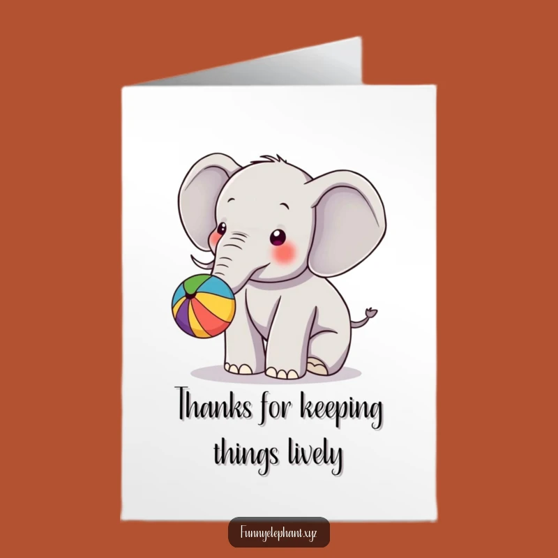 Free Printable Thank You Card: Elephant Ball Play, Fun Downloadable Gift