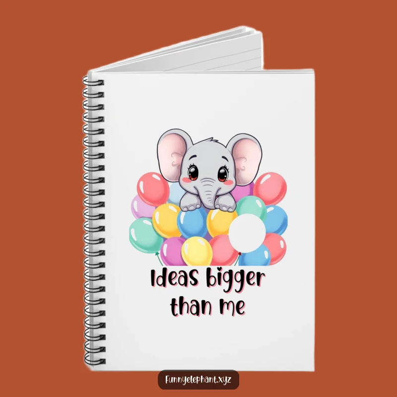 Funny Curious Elephant Notebook - Journal with Balloon Art Cover Gift