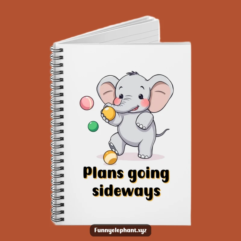 Funny Clumsy Elephant Juggling Notebook - Hilarious Tripping Journal Gift