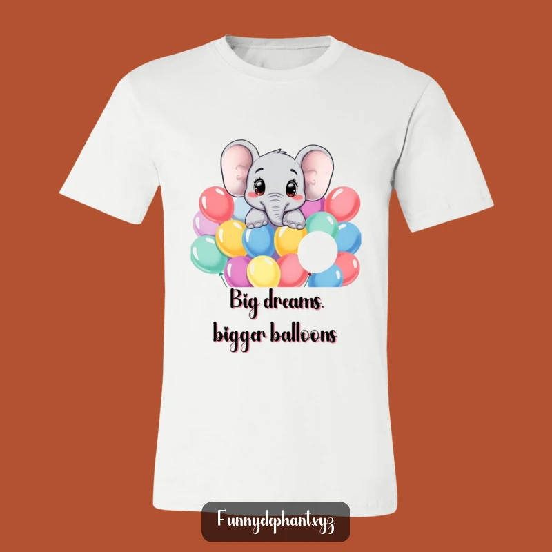 Funny Curious Balloon Elephant T-Shirt - Expressive Art Tee Gift