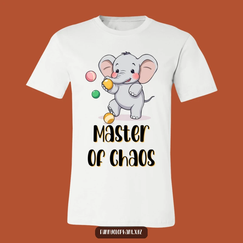 Funny Clumsy Elephant Juggling T-Shirt - Humorous Tripping Animal Tee