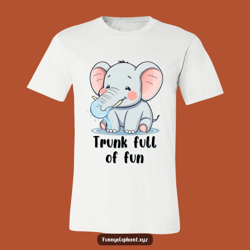 Funny Elephant Water Splash T-Shirt - Happy Plump Trunk Tee