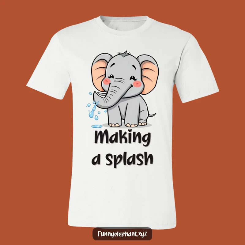 Funny Elephant Water Spray T-Shirt: Grinning Pachyderm Tee Gift