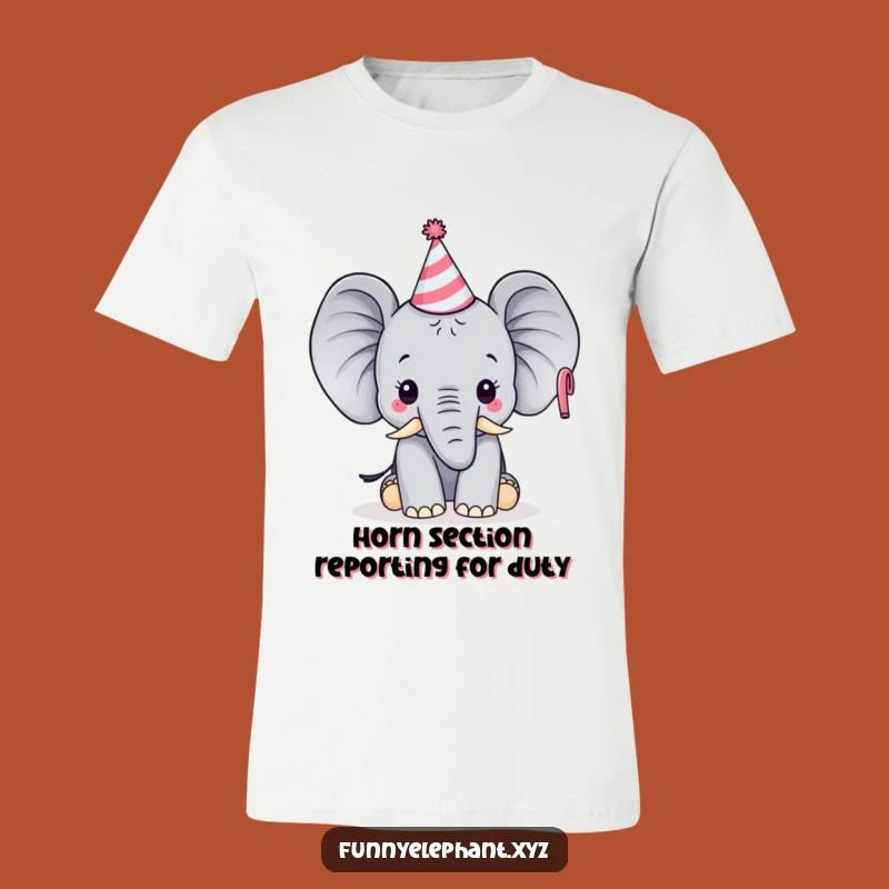 Funny Party Elephant T-Shirt: Birthday Fun with Hat & Horn