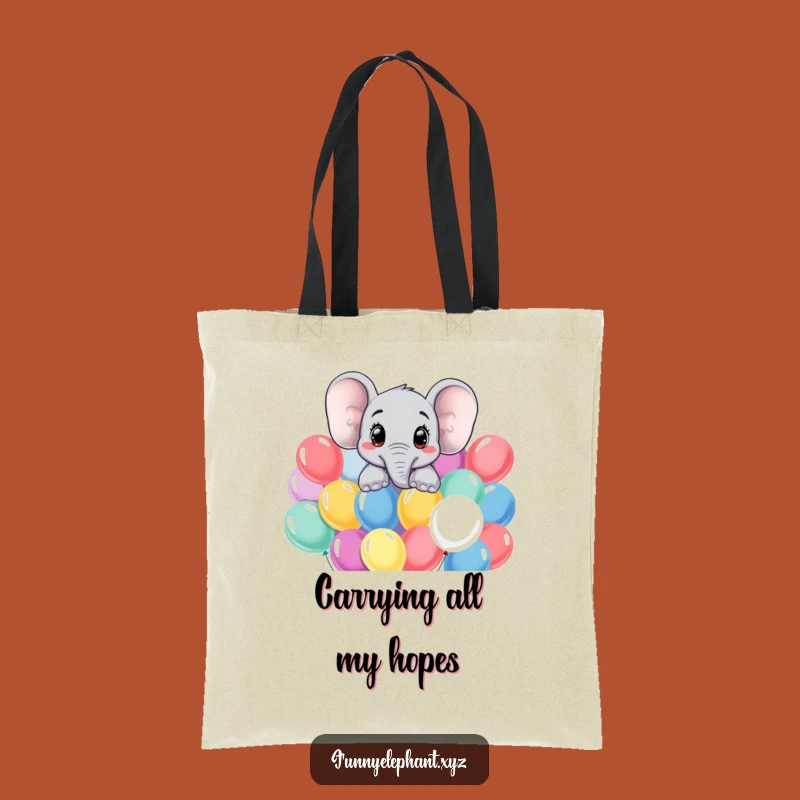 Funny Curious Elephant Tote Bag - Spacious Balloon Art Carryall Gift